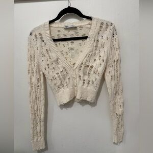 Zara Cream Open-Knit Women's Cardigan